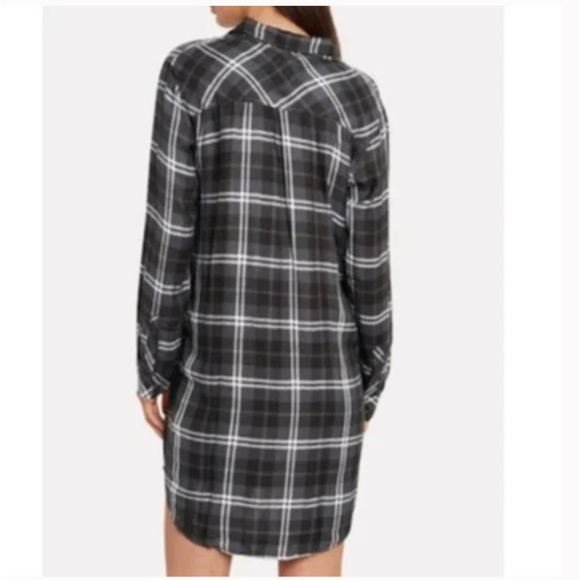 NWT Rails Bianca Dress Onyx Slate White Black Plaid Long Shirt Sz S #S2 - Picture 3 of 7